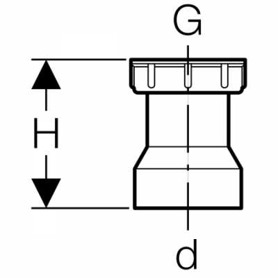 Соединительный патрубок Geberit с накидной гайкой: d=50мм, DN=50, G=1 1/4", H=3.3см, Черный