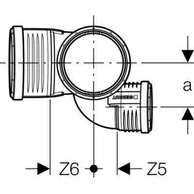 Крестовина Geberit Silent-PP, левая со смещенным впуском и дополнительным отводом 87,5°: d=110мм, d1=75мм, d2=110мм