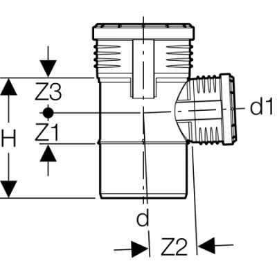 Тройник Geberit Silent-PP 87,5°: d=75мм, d1=40мм