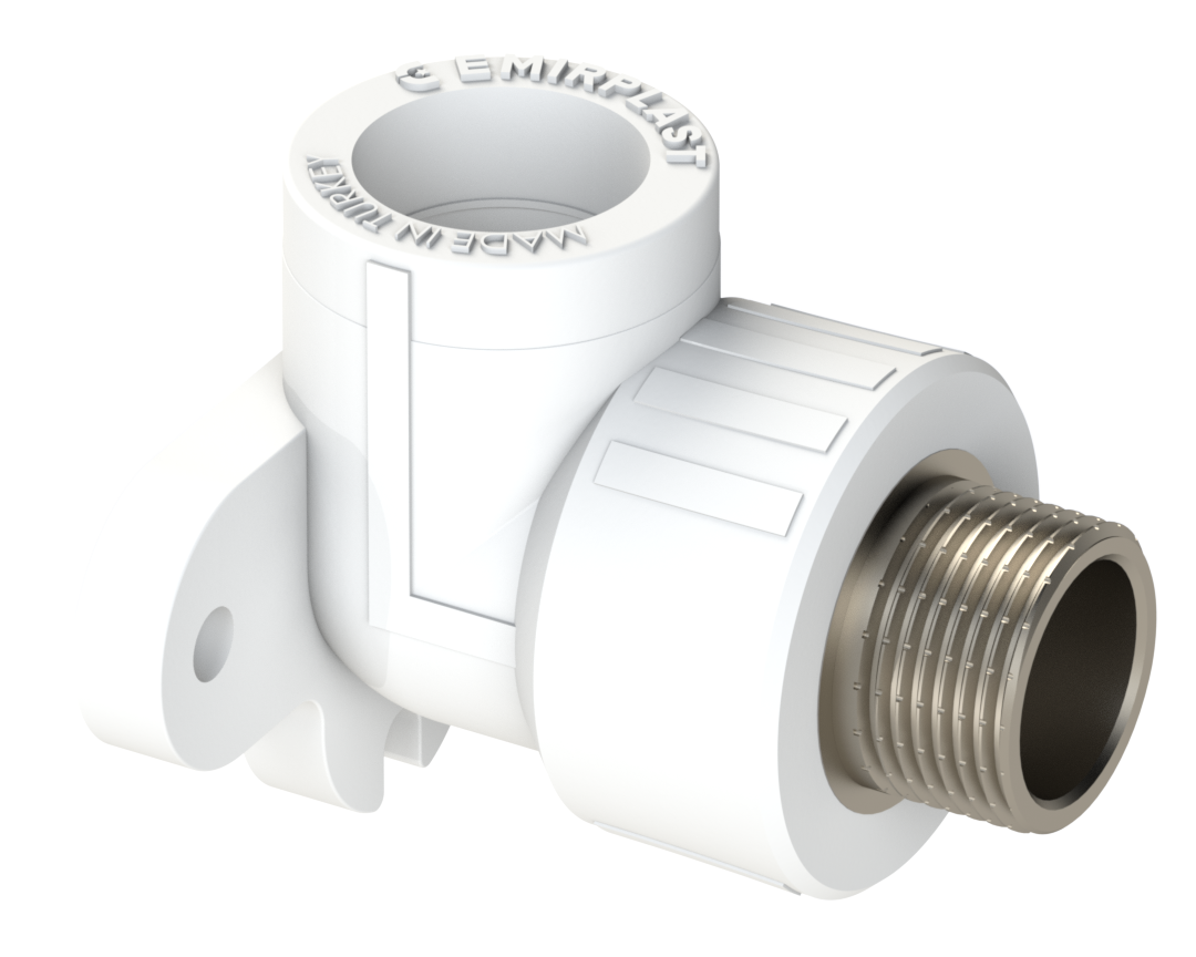 Водорозетка PP НР Dу 25X1/2'' - белый, никелированный, SPL-EmirPlast