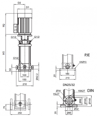 Насос вертикальный многоступенчатый SB 3-29 F-SQQE 2,2kW