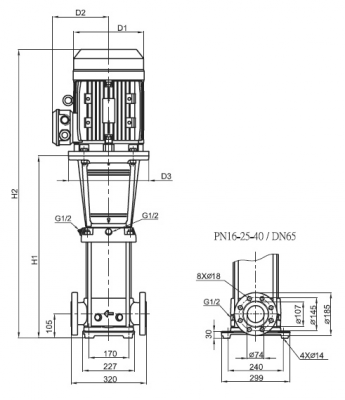 Насос вертикальный многоступенчатый SB 32- 7-2 F-SQQE 15kW