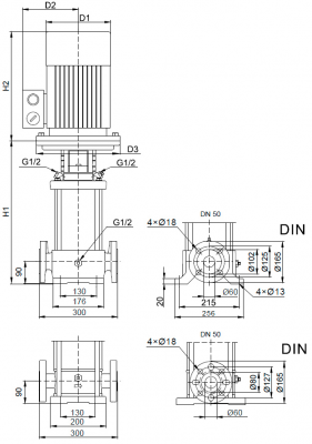 Насос вертикальный многоступенчатый SB 15- 7 F-SQQE 5,5kW