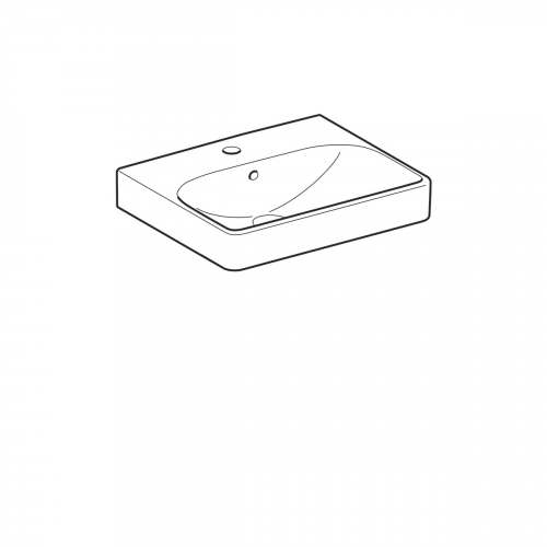 Раковина Geberit Smyle Square: Белый, B=50см, H=16см, T=41см, Отверстие под смеситель=По центру, Перелив=На виду