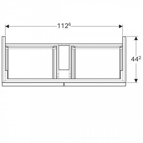 Шкафчик для раковины Geberit iCon, с четырьмя выдвижными ящиками: B=119см, H=62см, T=47.7см, Белый / Высокоглянцевое покрытие