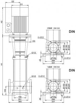 Насос вертикальный многоступенчатый SB 64-8-1 F-SQQE 45,0kW