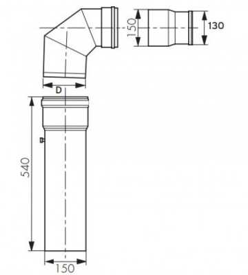 Набор для подключения дымохода к котлу VKK 806/3...1606/3 с переходником 150-130 мм