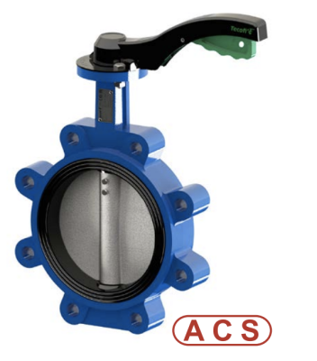 Затвор дисковый поворотный Tecfly VPG4649-02VI, DN50 PN16, межфланцевый, с резьбовыми проушинами, с ручкой, корпус ковкий чугун, диск нержавеющая сталь, манжета Витон, Tecofi
