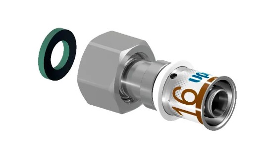 UPONOR S-PRESS PLUS ШТУЦЕР С НАКИДНОЙ ГАЙКОЙ 20-G1/2"НГ '10И