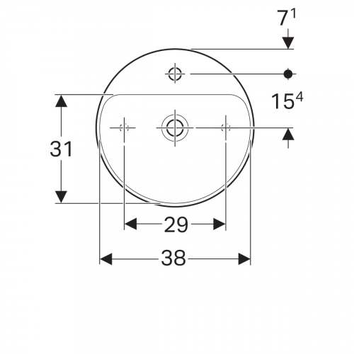 Накладная раковина Geberit VariForm круглой формы, с полкой для отверстия под смеситель: D=45см, Отверстие под смеситель=По центру, Перелив=Без, Белый
