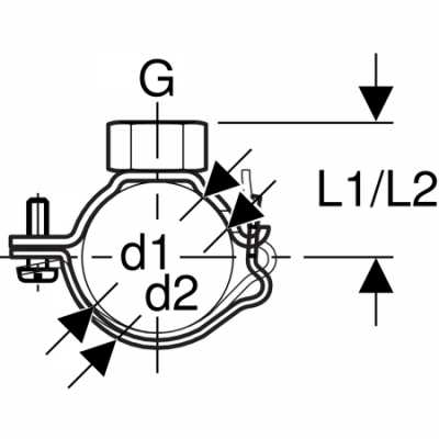 Хомут Geberit с соединительной муфтой G 1/2", регулируемый: di=160мм, di1=168мм
