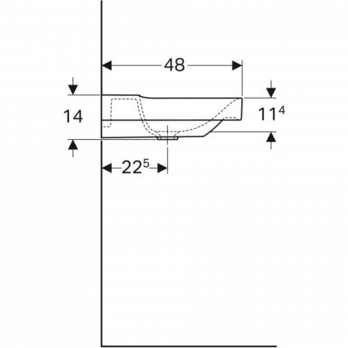 Раковина Geberit Xeno²: B=90см, T=48см, Отверстие под смеситель=Без, Перелив=Без, Белый / Специальное керамическое покрытие KeraTect