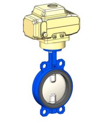 Затвор дисковый VPI4449-N24EP DN 300 PN16, поворотный межфланцевый, с электрическим приводом Nutork, 1Ф-230V, корпус ковкий чугун, диск нержавеющая сталь, манжета EPDM, Tecofi