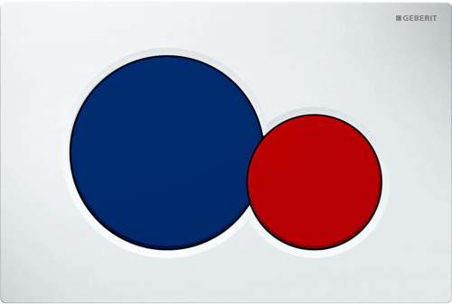 Смывная клавиша Geberit Sigma01, двойной смыв: белая, синяя, красная