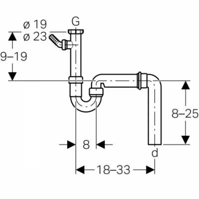 Сифон Geberit для кухонной раковины, с угловым шланговым соединителем, вертикальный выпуск: d=40мм, G=1 1/2", Альпийский белый