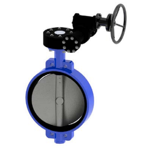 Затвор дисковый VPE4449-08EP PN16 DN 500 поворотный межфланцевый с механическим редуктором и фланцем под привод, корпус ковкий чугун, диск нержавеющая сталь, манжета EPDM, Tecofi