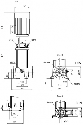 Насос вертикальный многоступенчатый SB  10-5 (k) HUBV 2,2kW