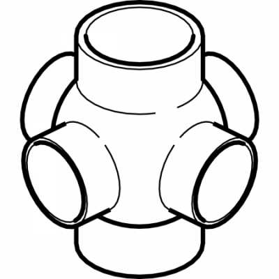 Крестовина двухплоскостная шаровая Geberit PE 88,5°, четверная, соединения 90° смещенные: d=63мм, d1=63мм