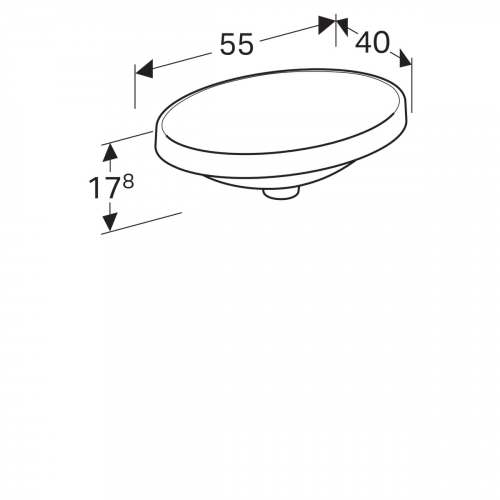 Встраиваемая раковина Geberit VariForm овальной формы: B=55см, T=40см, Отверстие под смеситель=Без, Перелив=Без, Белый