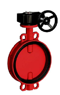 Tecofi Затвор дисковый межфланцевый для систем пожаротушения, с редуктором, корпус и диск ковкий чугун, манжета EPDM, PN16   DN 40
