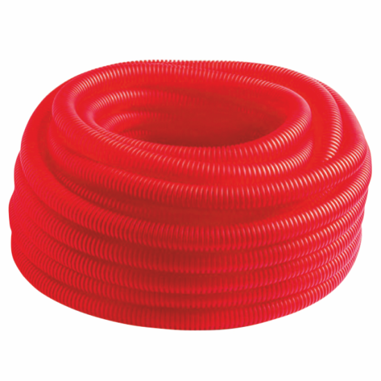 Труба гофрированная ПНД MVI, Д20 (внутр. 18 мм), красная (бухта 50м)