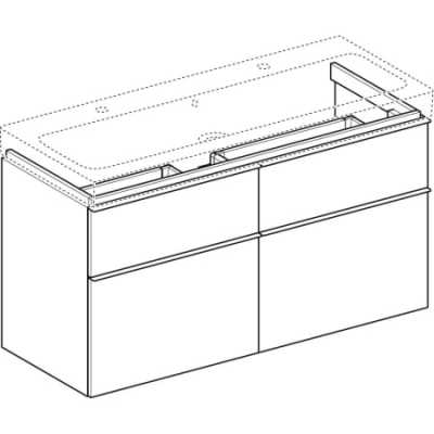 Шкафчик для раковины Geberit iCon, с четырьмя выдвижными ящиками: B=119см, H=62см, T=47.7см, Платиновый / Высокоглянцевое покрытие
