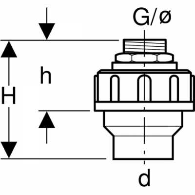 Переходник Geberit с наружной резьбой и винтовым соединением: d=50мм, G=3/4"