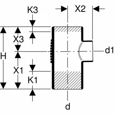 Тройник Geberit Silent-db20 88,5°: d=90мм, d1=63мм