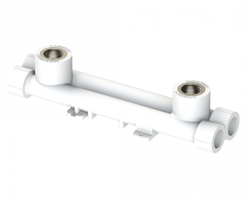 Комплект смесителя регулируемый PP ВР Dу 20X1/2'' - белый, никелированный, SPL-EmirPlast