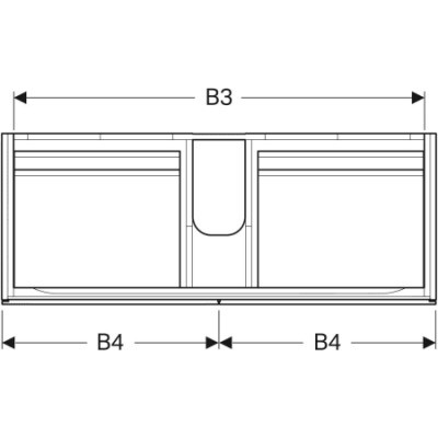 Шкафчик для раковины Geberit Xeno², шириной от 120 см, с четырьмя выдвижными ящиками: B=117.4см, H=53см, T=46.2см, Серый / Матовое покрытие
