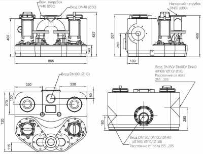 Канализационная насосная установка DLT D.3.220.150  2,2кВт, 3х380В/50Гц, 2850об/мин, напорный-DN80, бак-150л, AQUASTRONG