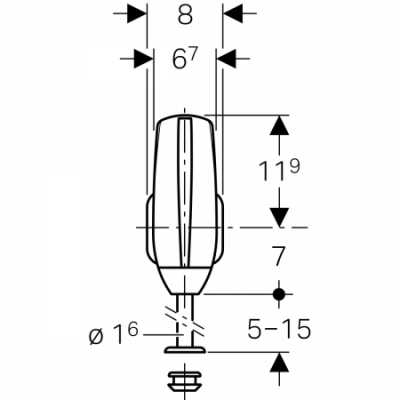 Система электронного управления смывом писсуара Geberit, питание от батарей, подвод воды сзади: Матовый хром
