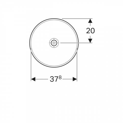 Встраиваемая раковина Geberit VariForm круглой формы: D=40см, Отверстие под смеситель=Без, Перелив=Без, Белый