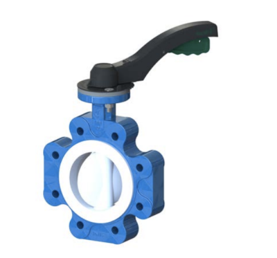 Затвор дисковый VP4649R-02PTFE PN16 DN 80 поворотный с резьбовыми проушинами с ручкой, корпус ковкий чугун, диск и манжета PTFE, Tecofi