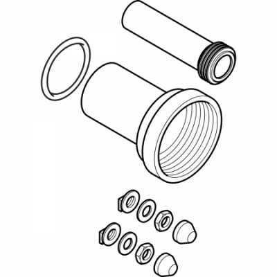 Подсоединительный комплект Geberit для подвесного унитаза, длина 18,5 см, с уплотнительным кольцом: d=90мм, d1=45мм, Матовый хром