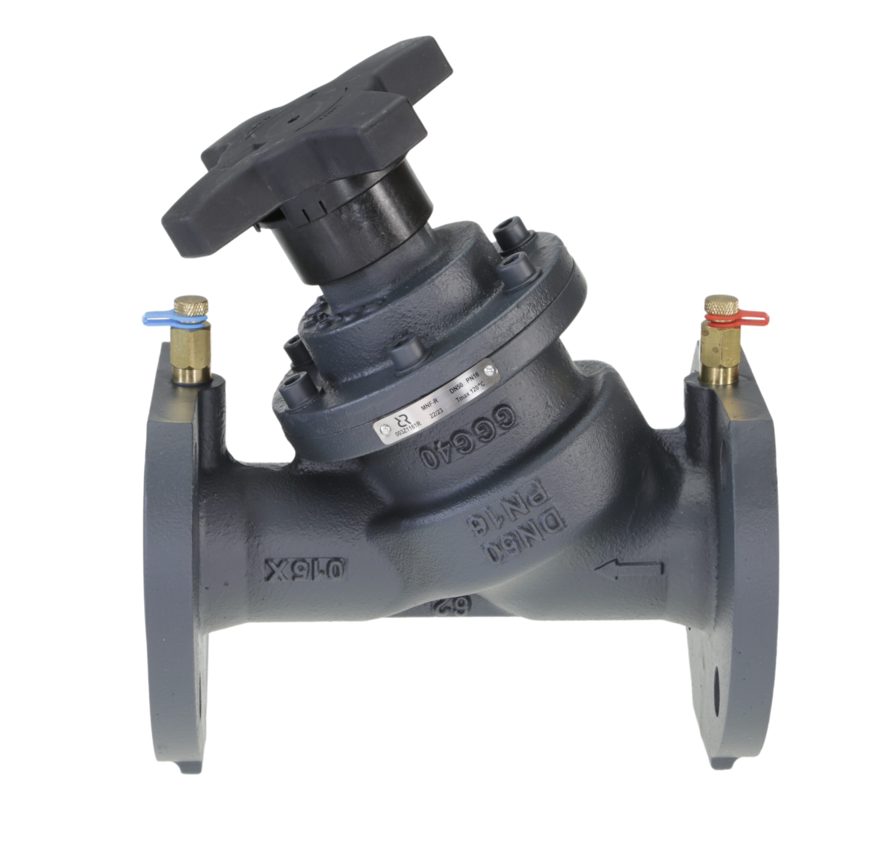 Ручной балансировочный клапан MNF-R DN125 PN16, Kvs=263,9 м³/ч, Tmax=120 °С, фланцевый, корпус-чугун, Ридан