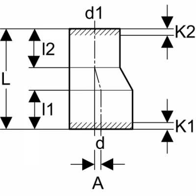 Переход эксцентриковый PE, длинный: d=125мм, d1=110мм, Geberit