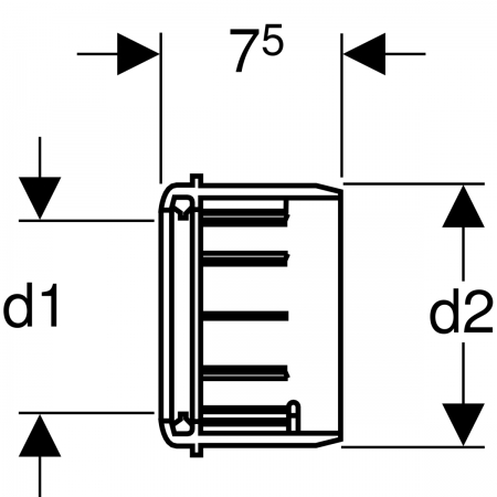 Переходная муфта PE: d1=90мм, d2=110мм, Geberit