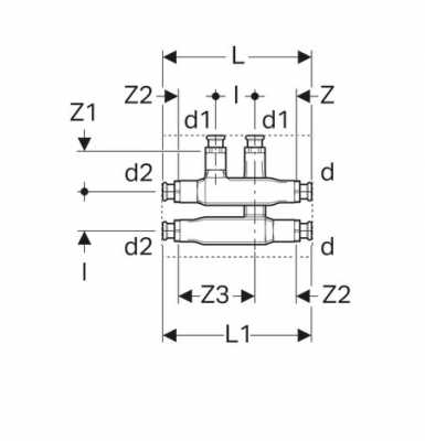 Крестовой тройник Mapress с изолирующим коробом: CC752S, d=15мм, d1=15мм, d2=15мм, Geberit