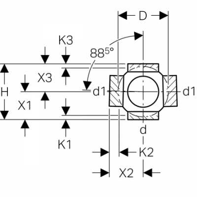 Крестовина двухплоскостная шаровая Geberit PE 88,5°, четверная, соединения 90° смещенные: d=75мм, d1=75мм