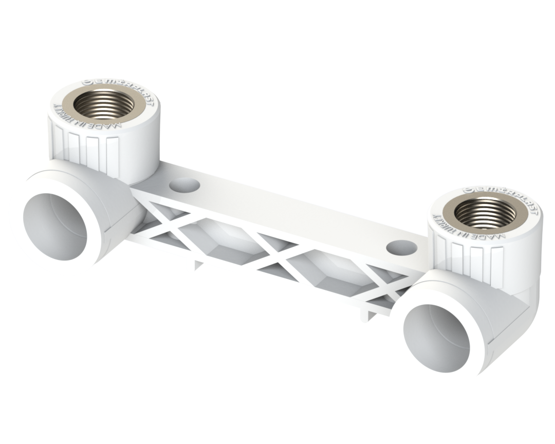 Комплект смесителя усиленный PP ВР Dу 20X1/2'' - белый, никелированный, SPL-EmirPlast