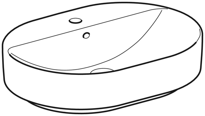Накладная раковина VariForm эллиптической формы, с полкой для отверстия под смеситель: 60x45см, Отверстие под смеситель=По центру, Перелив=На виду, Белый, Geberit