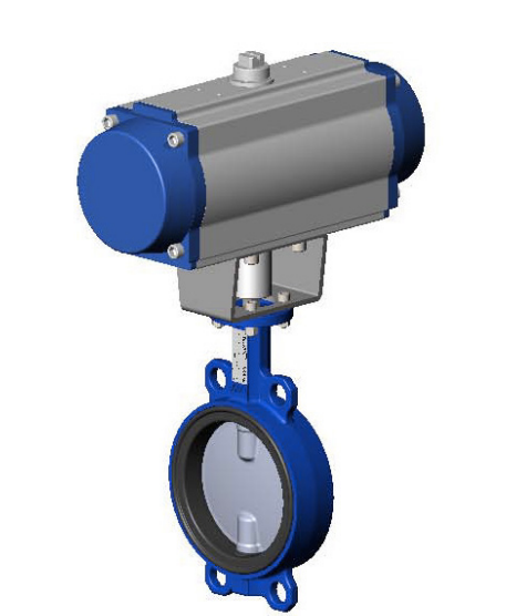 Затвор дисковый VPI4449-N07EP DN 50 PN16, межфланцевый, Tecfly с пневмоприводом одностороннего действия, корпус ковкий чугун, диск нержавеющая сталь, манжета EPDM, Tecofi