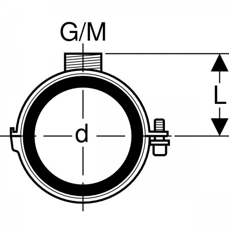 Хомут изолированный Silent-db20, с муфтой M10/G 1/2": di=160мм, G=1/2дюйм, Geberit