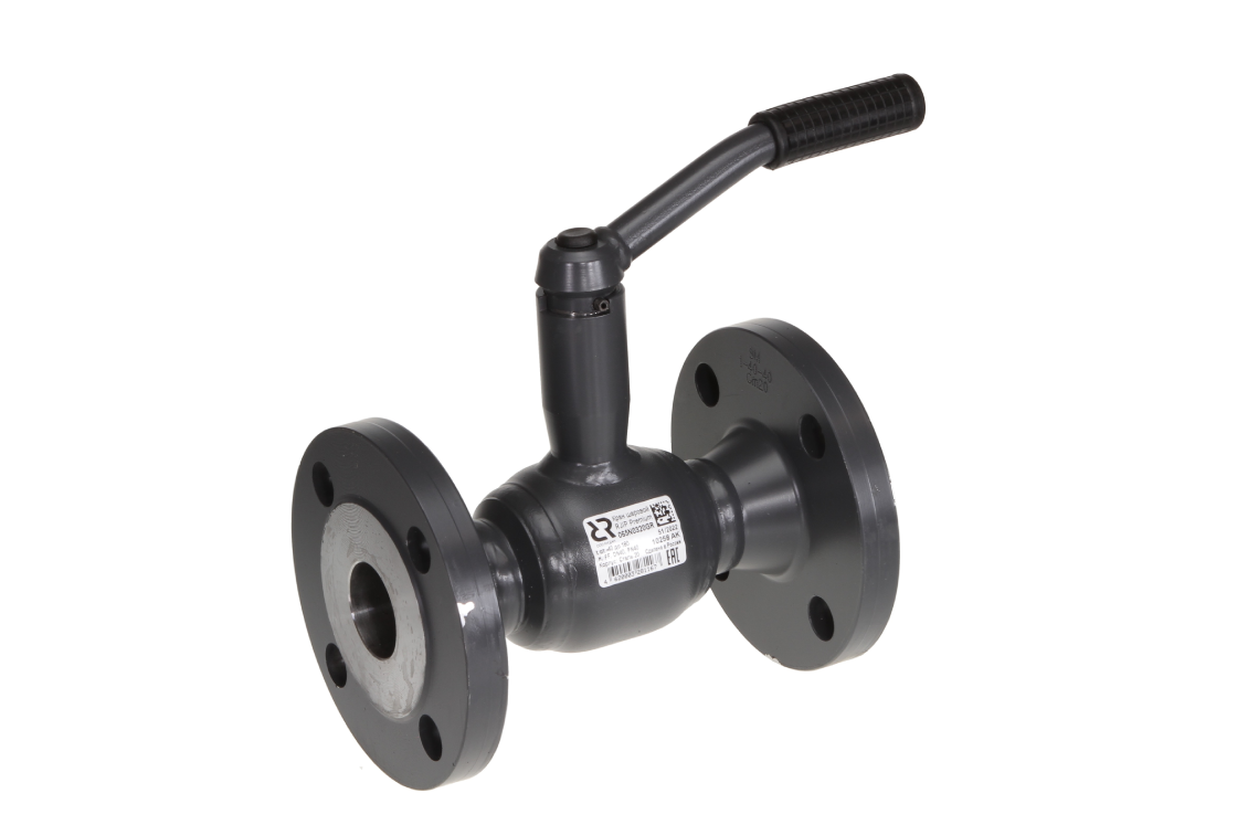 Шаровой кран RJIP Premium FF DN 25 PN 40  Т= 200 °С, фланцевый, стандартный проход, с рукояткой, корпус-углеродистая сталь, Ридан