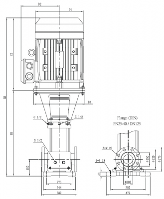Насос вертикальный многоступенчатый SB 150-40 (k) HUBV 55kW