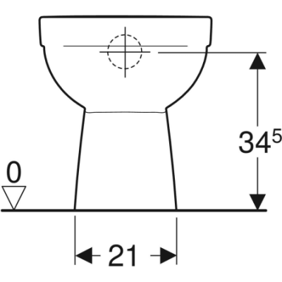 Напольный унитаз с вертикальным смывом Geberit Renova, вертикальный выпуск, полузакрытая форма, Rimfree: T=54см