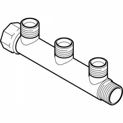 Коллектор с резьбовыми патрубками и соединение для коллектора под евроконус: CC499K, R=3/4дюйм, G=3/4дюйм, Количество стоков=3, Geberit