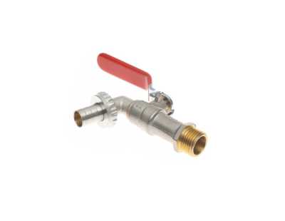 Шаровой сливной кран BVR-CR DN15 PN10, Т= 90 °С, наружная резьба, с патрубком для присоединения шланга, корпус-латунь, Ридан