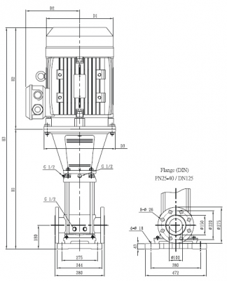 Насос вертикальный многоступенчатый SB 120-2 F-SQQE 22kW